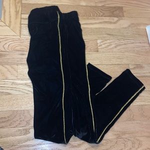 EGG Velvet Girls Leggings with Gold Piping